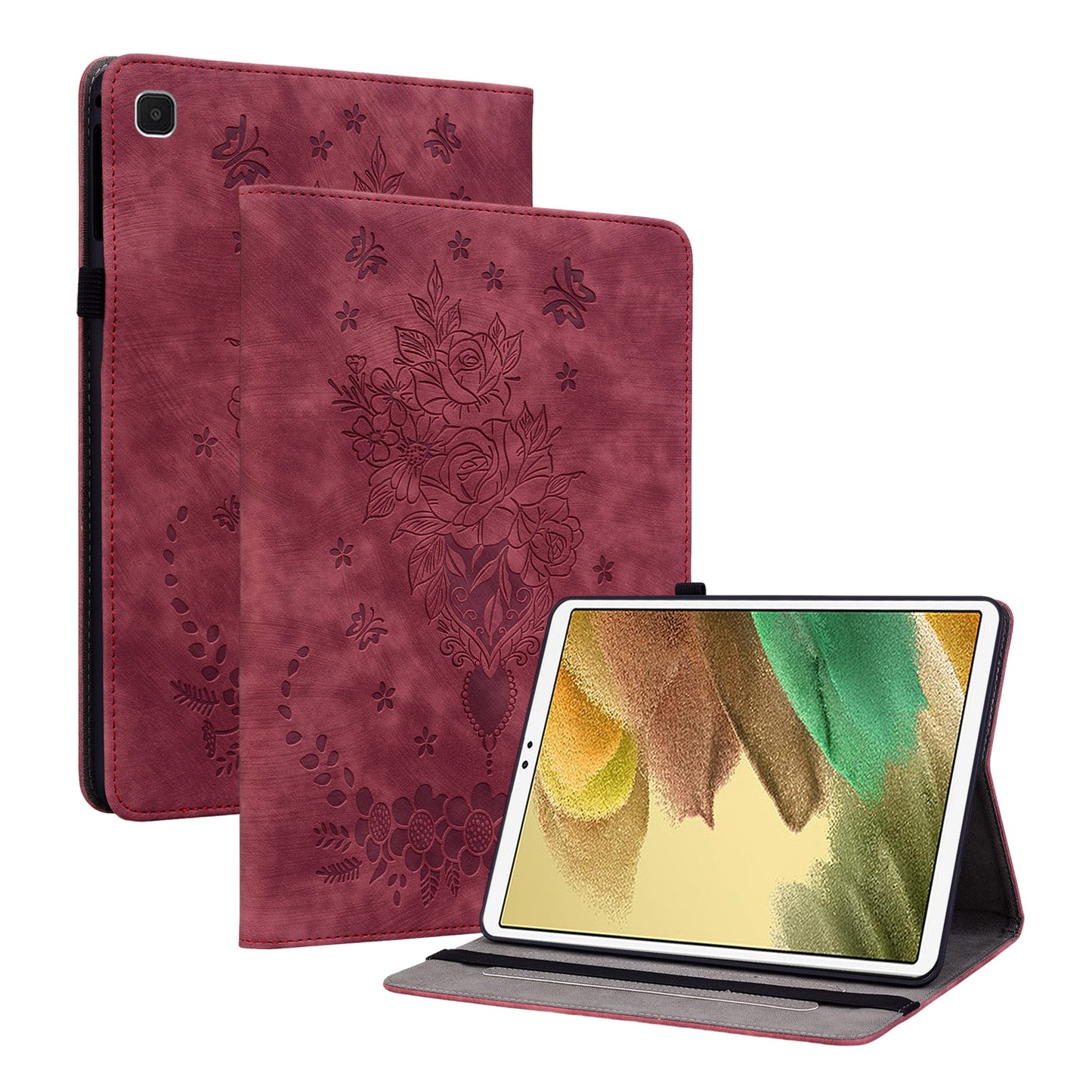 For Samsung Galaxy Tab A7 Lite 8.7-inch Imprinted PU Leather Foldable Stand Tablet Case with Pen Holder