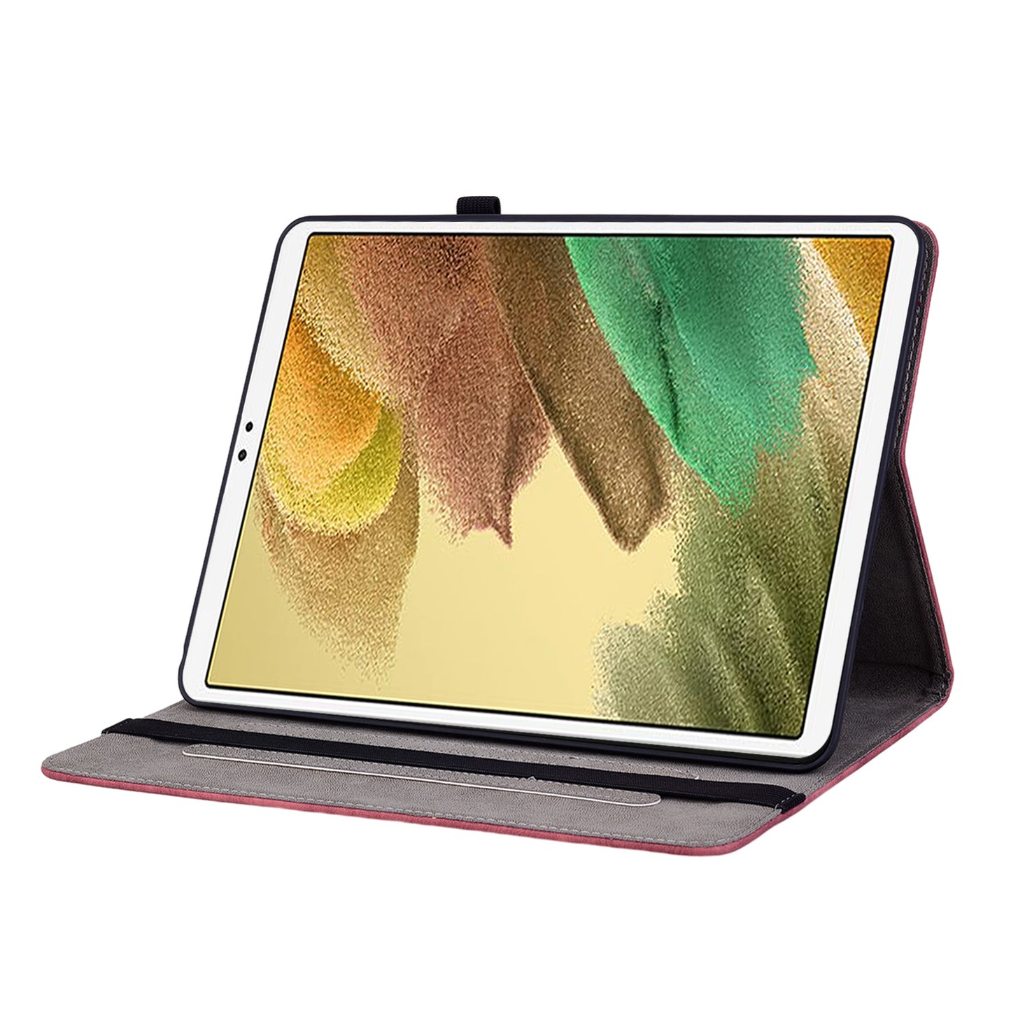 For Samsung Galaxy Tab A7 Lite 8.7-inch Imprinted PU Leather Foldable Stand Tablet Case with Pen Holder