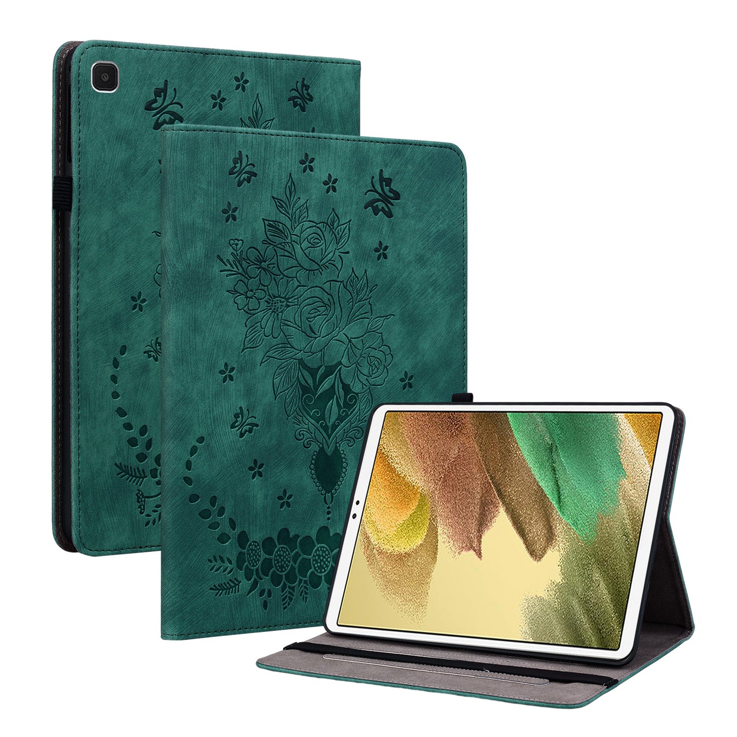 For Samsung Galaxy Tab A7 Lite 8.7-inch Imprinted PU Leather Foldable Stand Tablet Case with Pen Holder