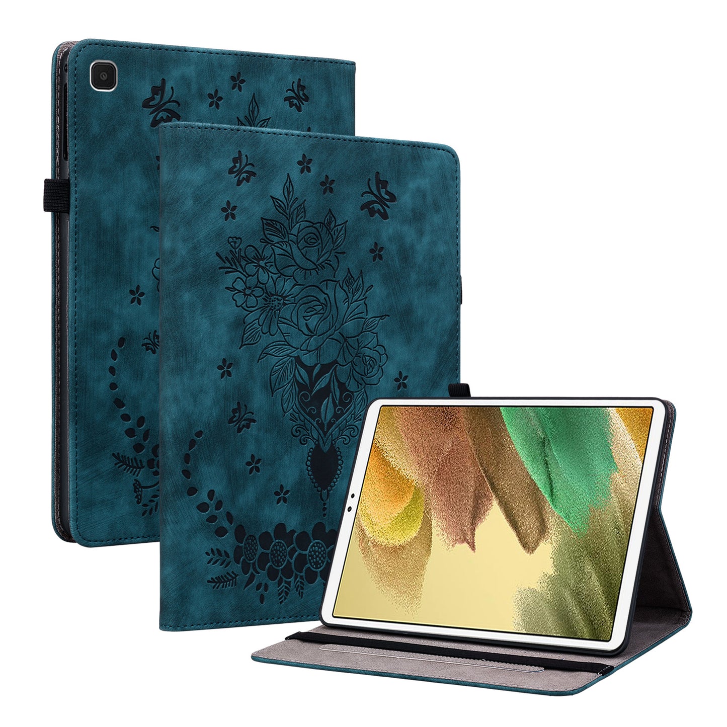 For Samsung Galaxy Tab A7 Lite 8.7-inch Imprinted PU Leather Foldable Stand Tablet Case with Pen Holder
