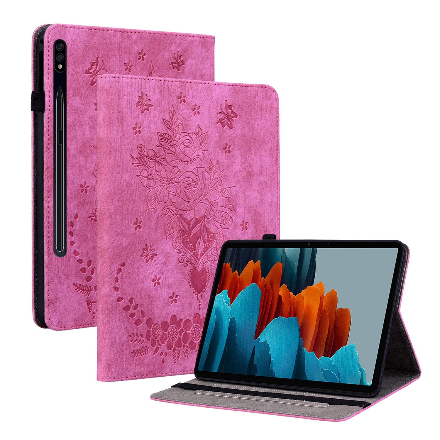 Tablet Leather Case for Samsung Galaxy Tab S7 / S8 , Card Slots Stand Imprinted Tablet Cover
