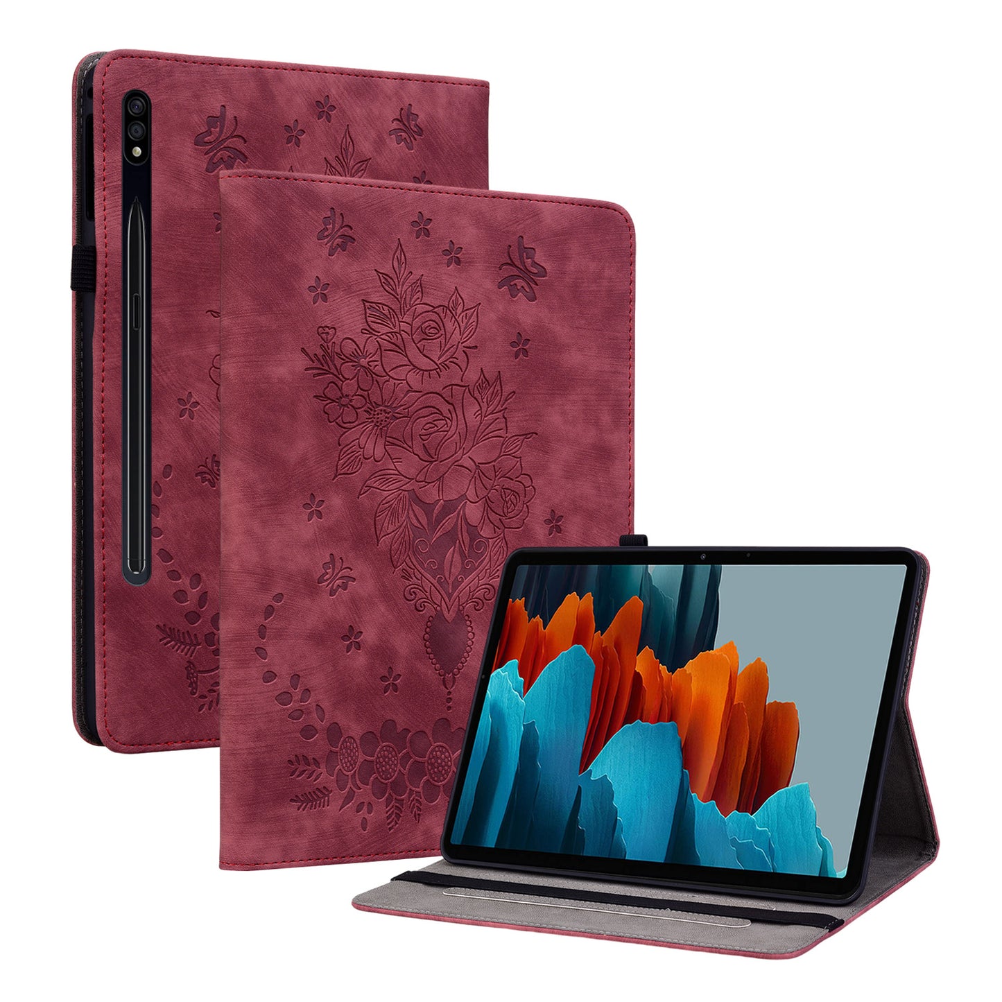 Tablet Leather Case for Samsung Galaxy Tab S7 / S8 , Card Slots Stand Imprinted Tablet Cover