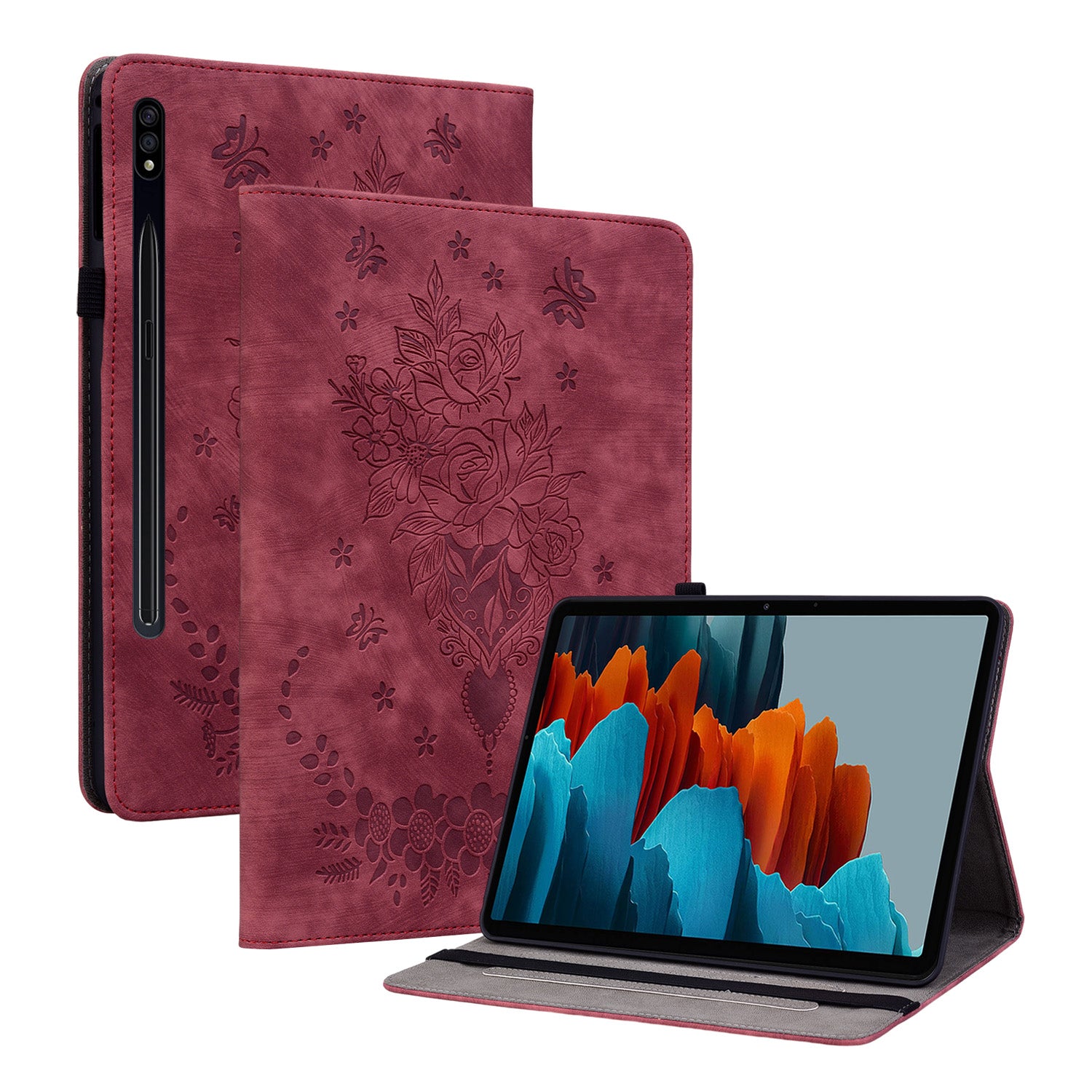 Tablet Leather Case for Samsung Galaxy Tab S7 / S8 , Card Slots Stand Imprinted Tablet Cover