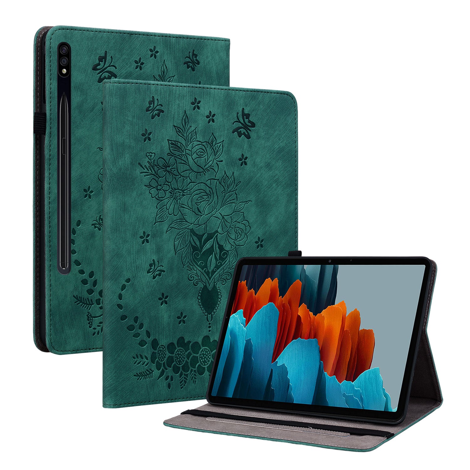 Tablet Leather Case for Samsung Galaxy Tab S7 / S8 , Card Slots Stand Imprinted Tablet Cover