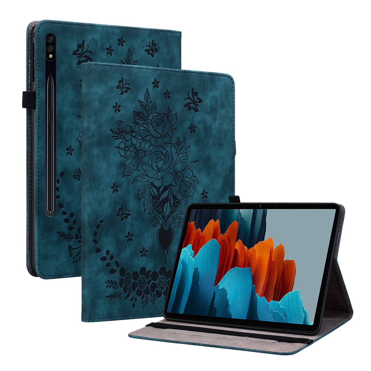 Tablet Leather Case for Samsung Galaxy Tab S7 / S8 , Card Slots Stand Imprinted Tablet Cover
