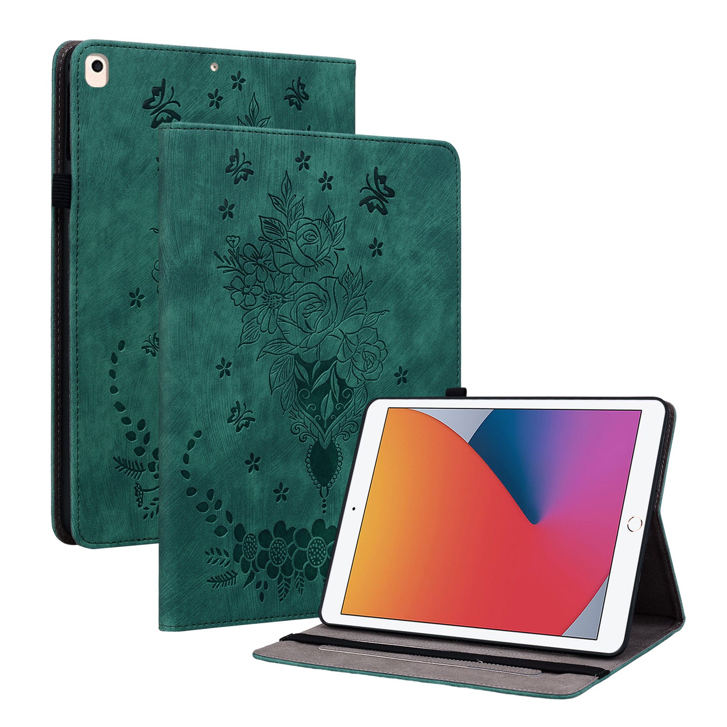 For iPad 10.2 (2019) / (2020) / (2021) / iPad Air 10.5 inch (2019) Smart Tablet Case PU Leather Stand Imprinted Cover