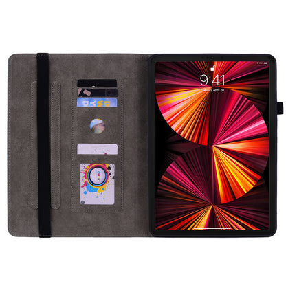For iPad Pro 11-inch (2018) / (2020) / (2021) / (2022) / Air (2020) / Air (2022) Imprinted Leather Cover Auto Wake / Sleep Stand Case