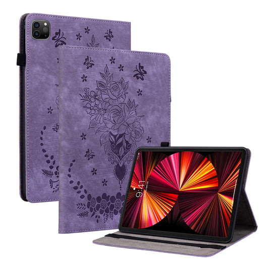 For iPad Pro 11-inch (2018) / (2020) / (2021) / (2022) / Air (2020) / Air (2022) Imprinted Leather Cover Auto Wake / Sleep Stand Case