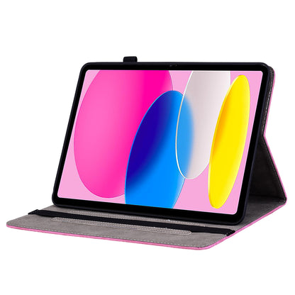 For iPad 10.9 (2022) PU Leather Stand Case Butterfly Rose Imprinted Card Holder Tablet Cover
