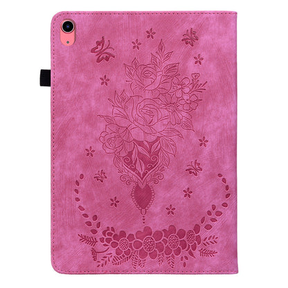 For iPad 10.9 (2022) PU Leather Stand Case Butterfly Rose Imprinted Card Holder Tablet Cover
