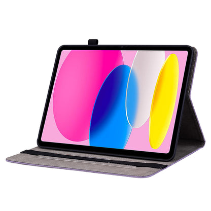 For iPad 10.9 (2022) PU Leather Stand Case Butterfly Rose Imprinted Card Holder Tablet Cover