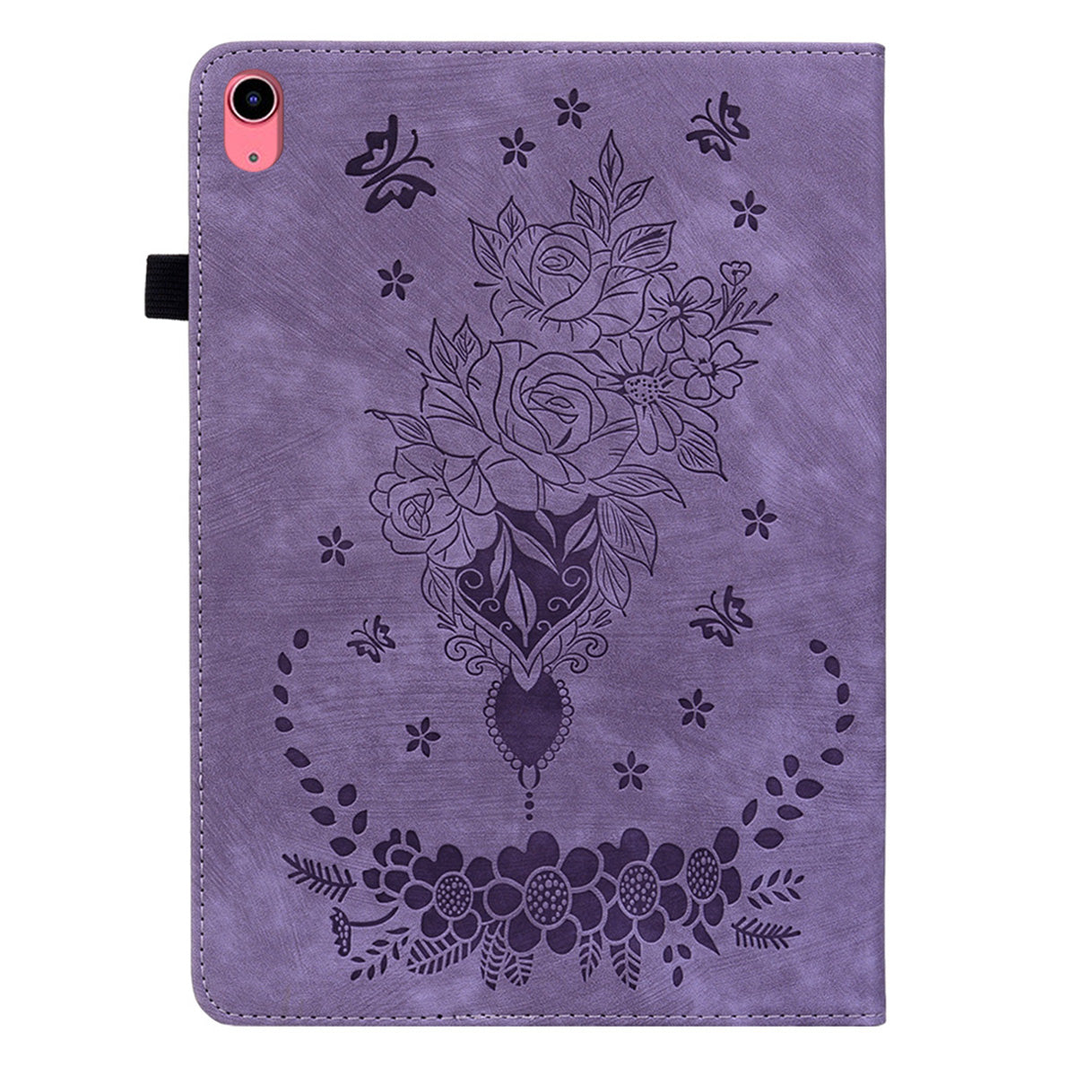 For iPad 10.9 (2022) PU Leather Stand Case Butterfly Rose Imprinted Card Holder Tablet Cover