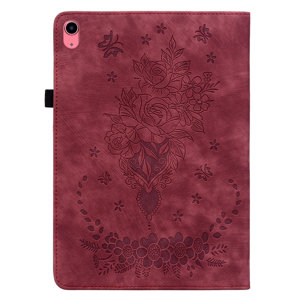 For iPad 10.9 (2022) PU Leather Stand Case Butterfly Rose Imprinted Card Holder Tablet Cover