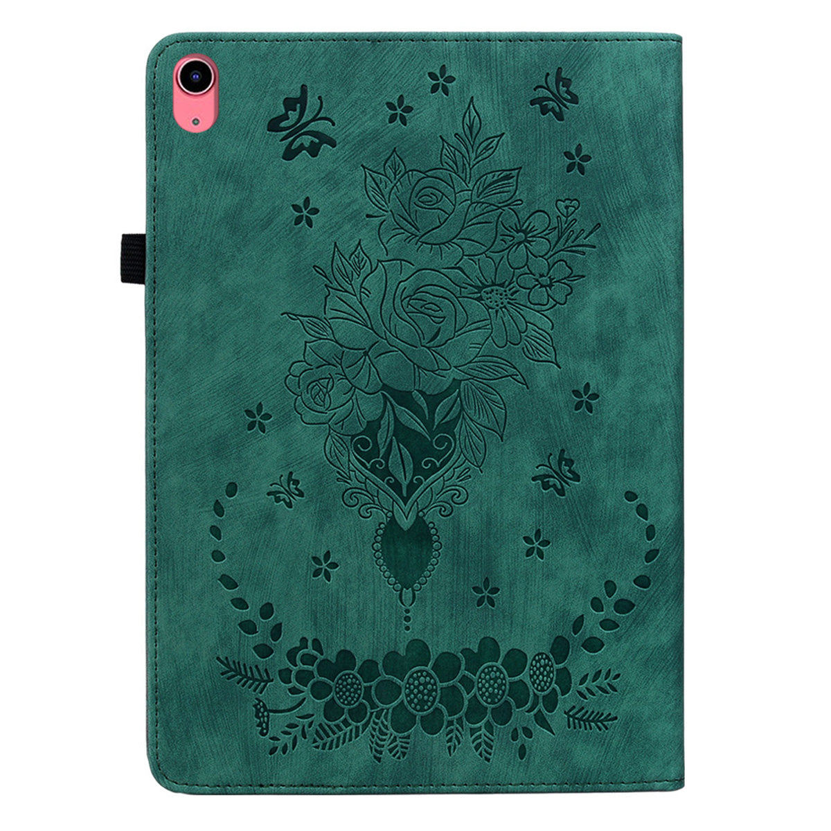 For iPad 10.9 (2022) PU Leather Stand Case Butterfly Rose Imprinted Card Holder Tablet Cover