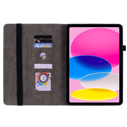 For iPad 10.9 (2022) PU Leather Stand Case Butterfly Rose Imprinted Card Holder Tablet Cover