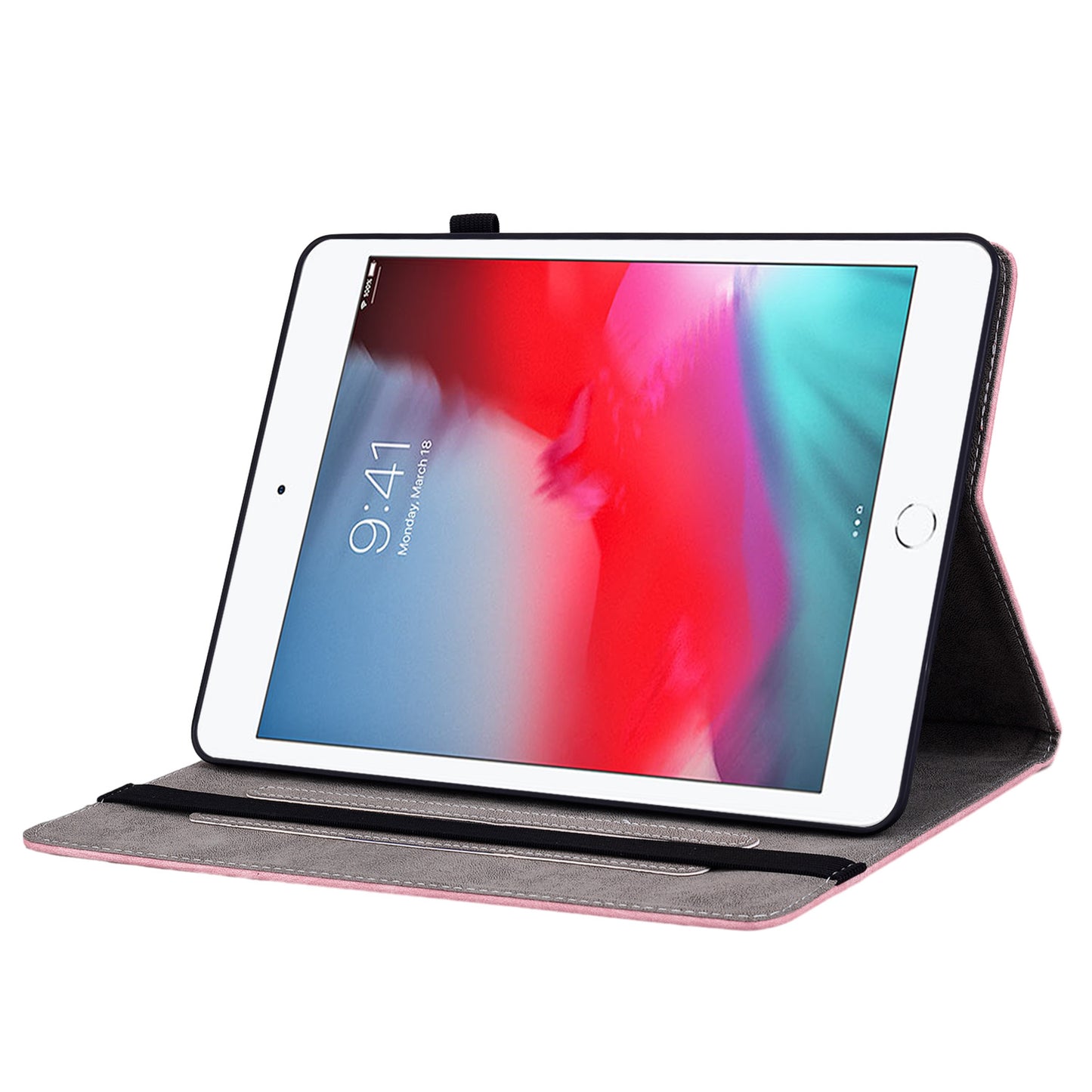 For iPad Mini / Mini 2 / mini 3 / mini 4 / mini (2019) 7.9 inch PU Leather Card Holder Stand Case Imprinted Tablet Anti-drop Cover