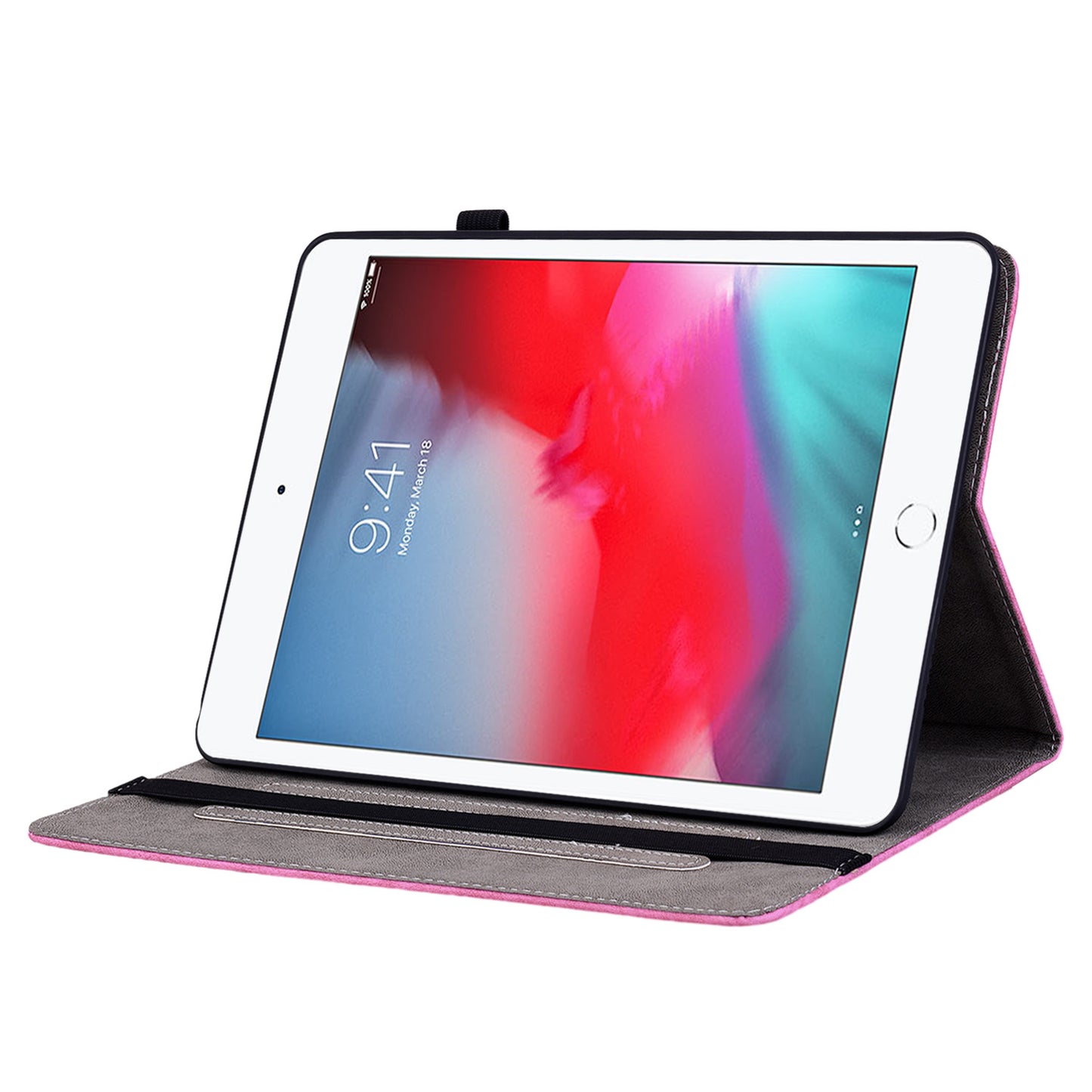 For iPad Mini / Mini 2 / mini 3 / mini 4 / mini (2019) 7.9 inch PU Leather Card Holder Stand Case Imprinted Tablet Anti-drop Cover