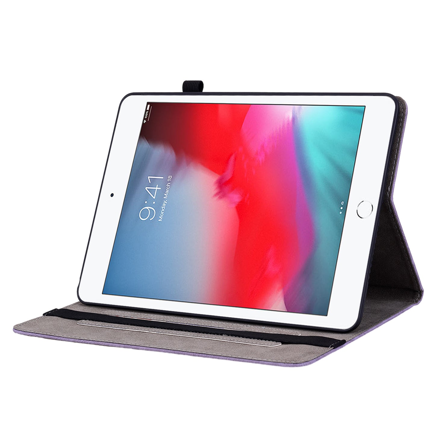 For iPad Mini / Mini 2 / mini 3 / mini 4 / mini (2019) 7.9 inch PU Leather Card Holder Stand Case Imprinted Tablet Anti-drop Cover