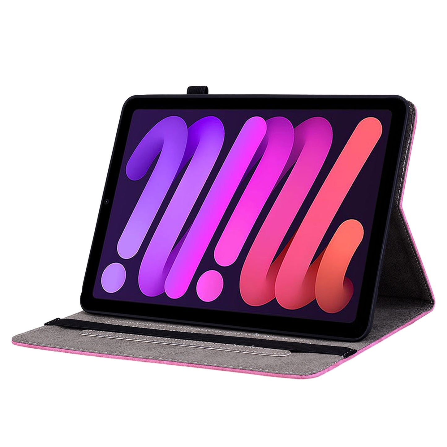 For iPad mini (2021) PU Leather Card Holder Shell Butterfly Rose Imprinted Tablet Stand Case
