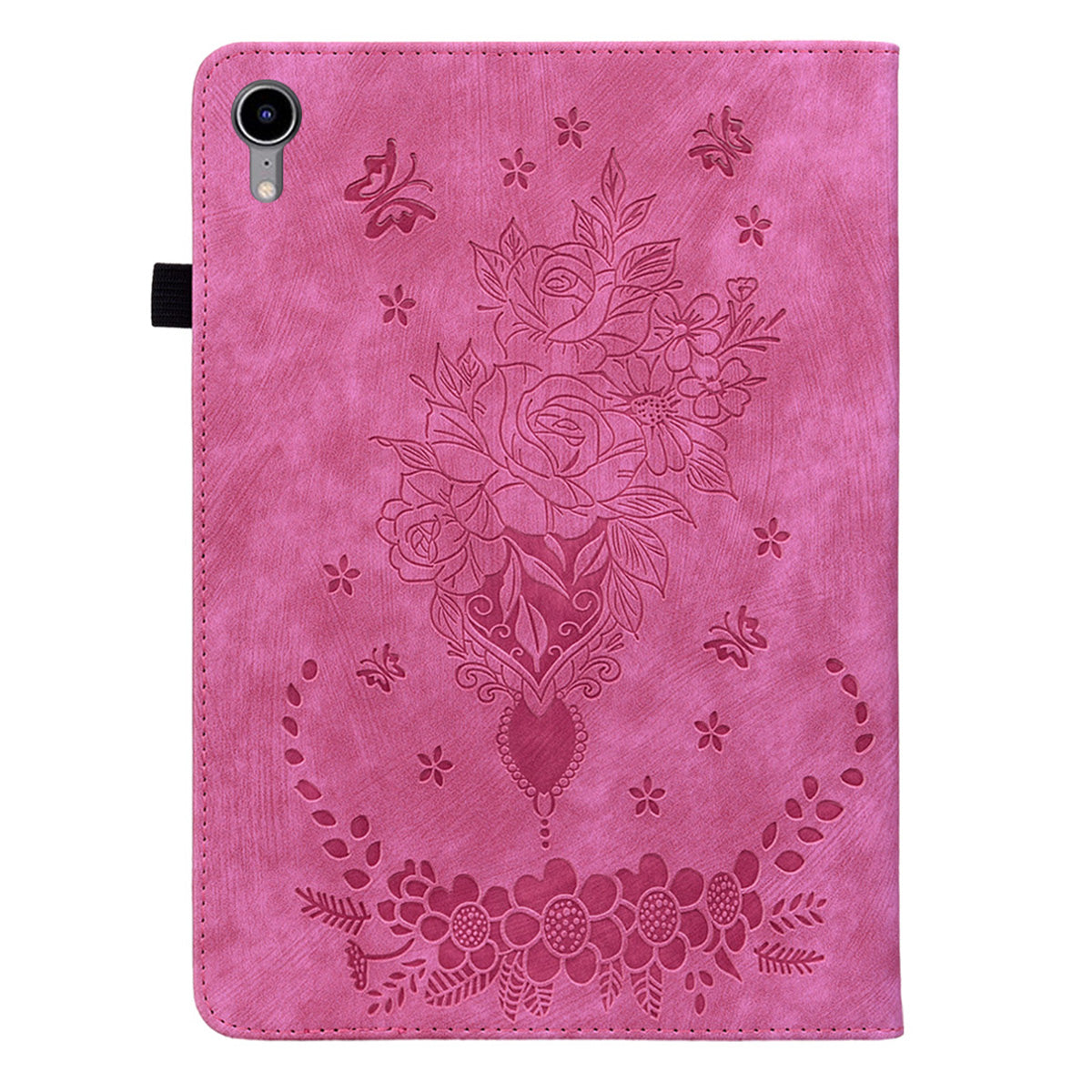 For iPad mini (2021) PU Leather Card Holder Shell Butterfly Rose Imprinted Tablet Stand Case