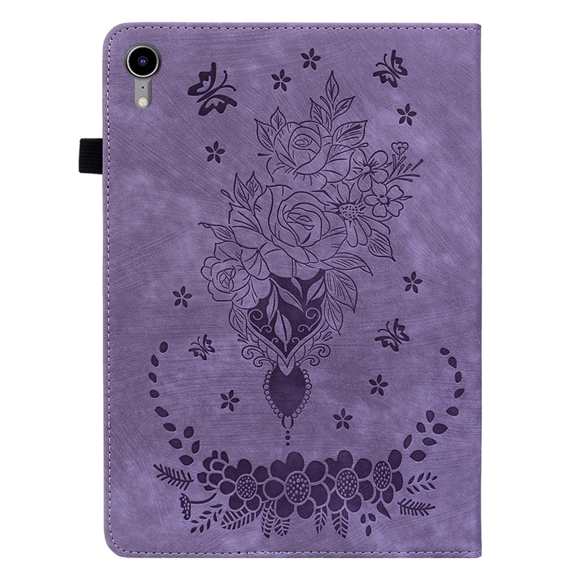 For iPad mini (2021) PU Leather Card Holder Shell Butterfly Rose Imprinted Tablet Stand Case