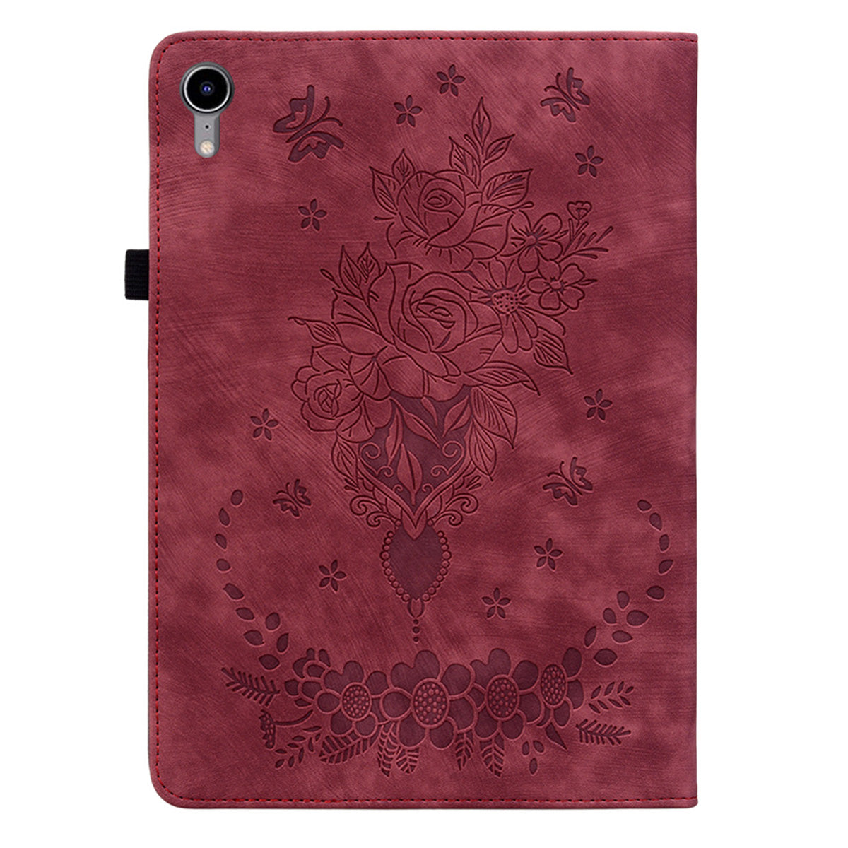 For iPad mini (2021) PU Leather Card Holder Shell Butterfly Rose Imprinted Tablet Stand Case