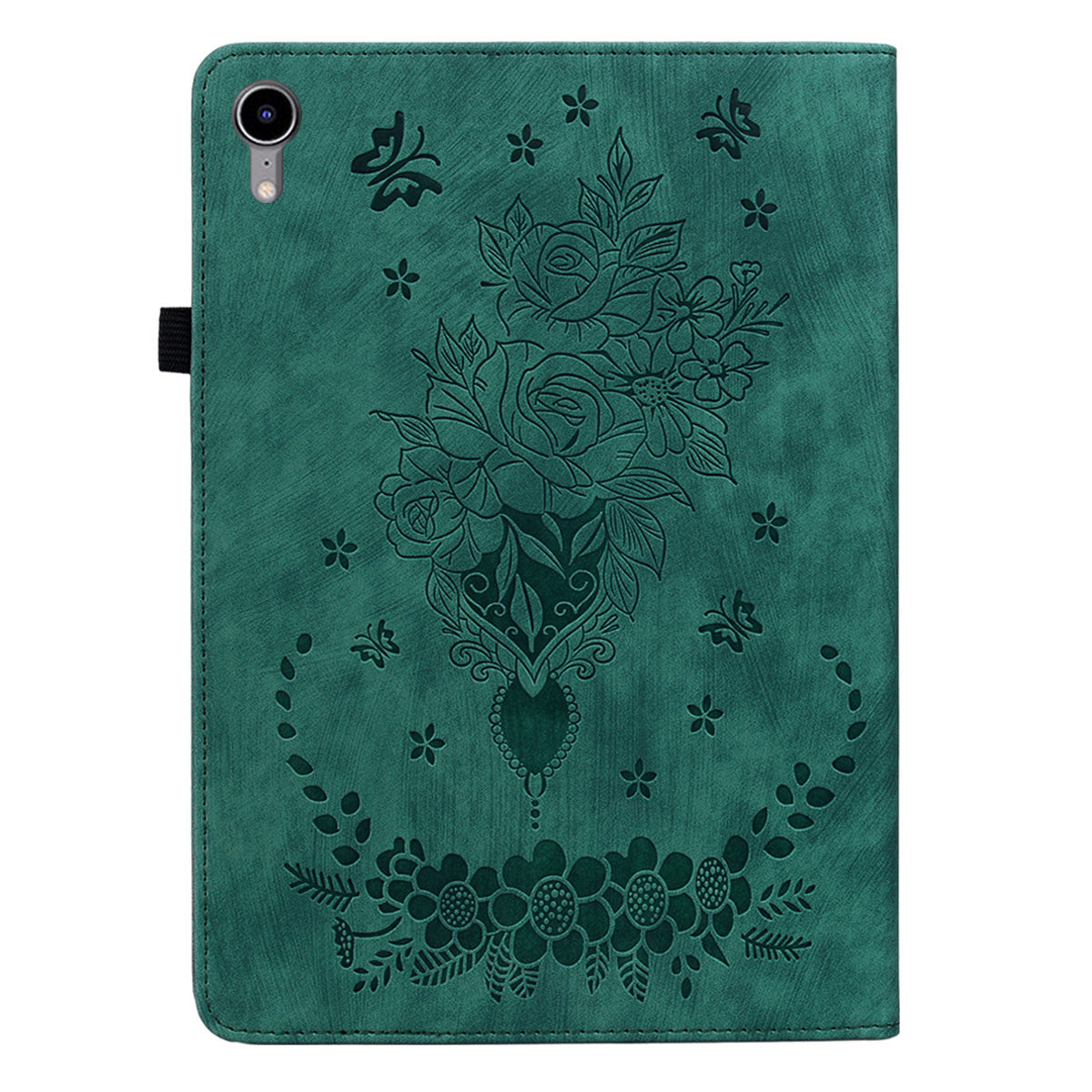 For iPad mini (2021) PU Leather Card Holder Shell Butterfly Rose Imprinted Tablet Stand Case