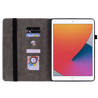 For iPad Air (2013) / Air 2 / iPad 9.7-inch (2017) / (2018) PU Leather Stand Shell Butterfly Rose Imprinted Tablet Case with Card Slots