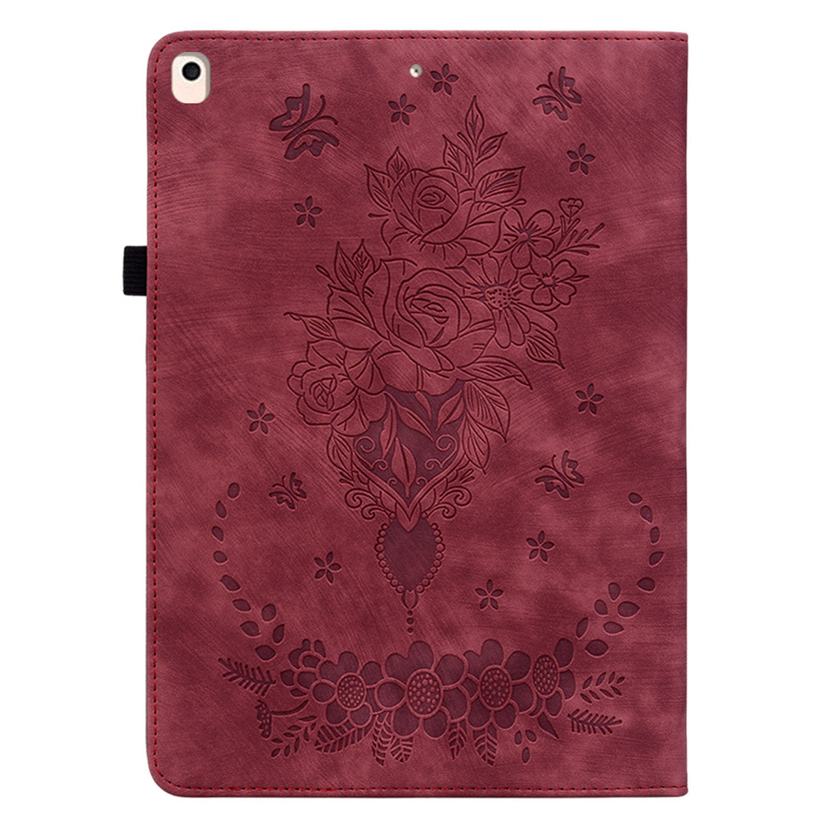 For iPad Air (2013) / Air 2 / iPad 9.7-inch (2017) / (2018) PU Leather Stand Shell Butterfly Rose Imprinted Tablet Case with Card Slots