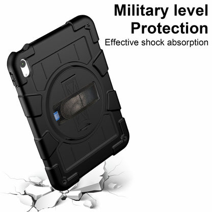 For iPad 10.9 (2022) TPU+PC Tablet Case Rotating Hand Strap Kickstand Cover with Shoulder Strap