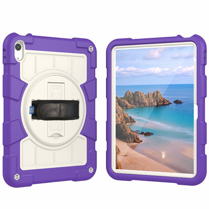 For iPad 10.9 (2022) TPU+PC Tablet Case Rotating Hand Strap Kickstand Cover with Shoulder Strap