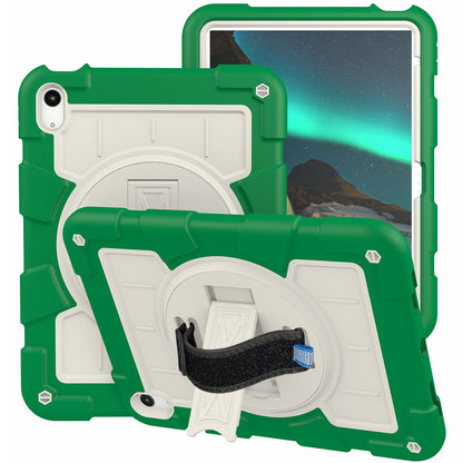 For iPad 10.9 (2022) TPU+PC Tablet Case Rotating Hand Strap Kickstand Cover with Shoulder Strap