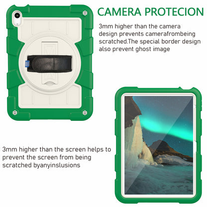 For iPad 10.9 (2022) TPU+PC Tablet Case Rotating Hand Strap Kickstand Cover with Shoulder Strap