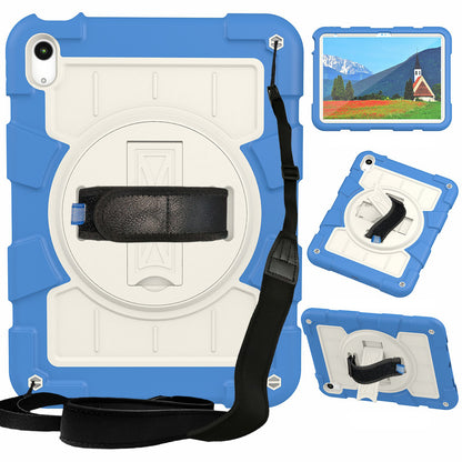 For iPad 10.9 (2022) TPU+PC Tablet Case Rotating Hand Strap Kickstand Cover with Shoulder Strap