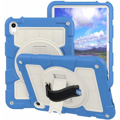 For iPad 10.9 (2022) TPU+PC Tablet Case Rotating Hand Strap Kickstand Cover with Shoulder Strap