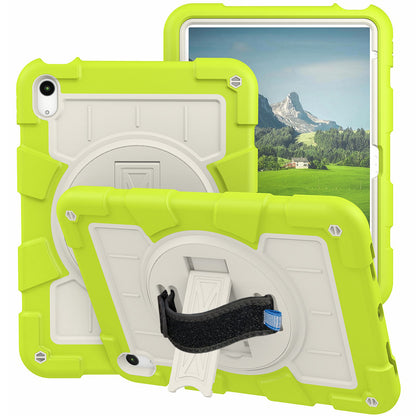 For iPad 10.9 (2022) TPU+PC Tablet Case Rotating Hand Strap Kickstand Cover with Shoulder Strap