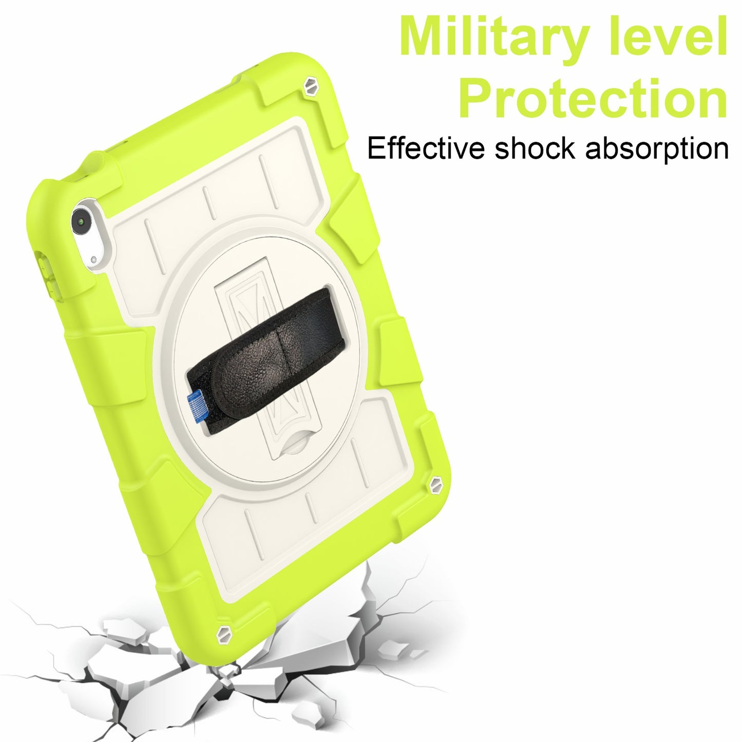 For iPad 10.9 (2022) TPU+PC Tablet Case Rotating Hand Strap Kickstand Cover with Shoulder Strap