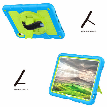 For iPad 10.9 (2022) TPU+PC Tablet Case Rotating Hand Strap Kickstand Cover with Shoulder Strap