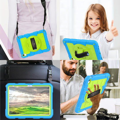 For iPad 10.9 (2022) TPU+PC Tablet Case Rotating Hand Strap Kickstand Cover with Shoulder Strap