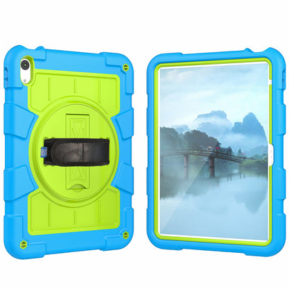 For iPad 10.9 (2022) TPU+PC Tablet Case Rotating Hand Strap Kickstand Cover with Shoulder Strap