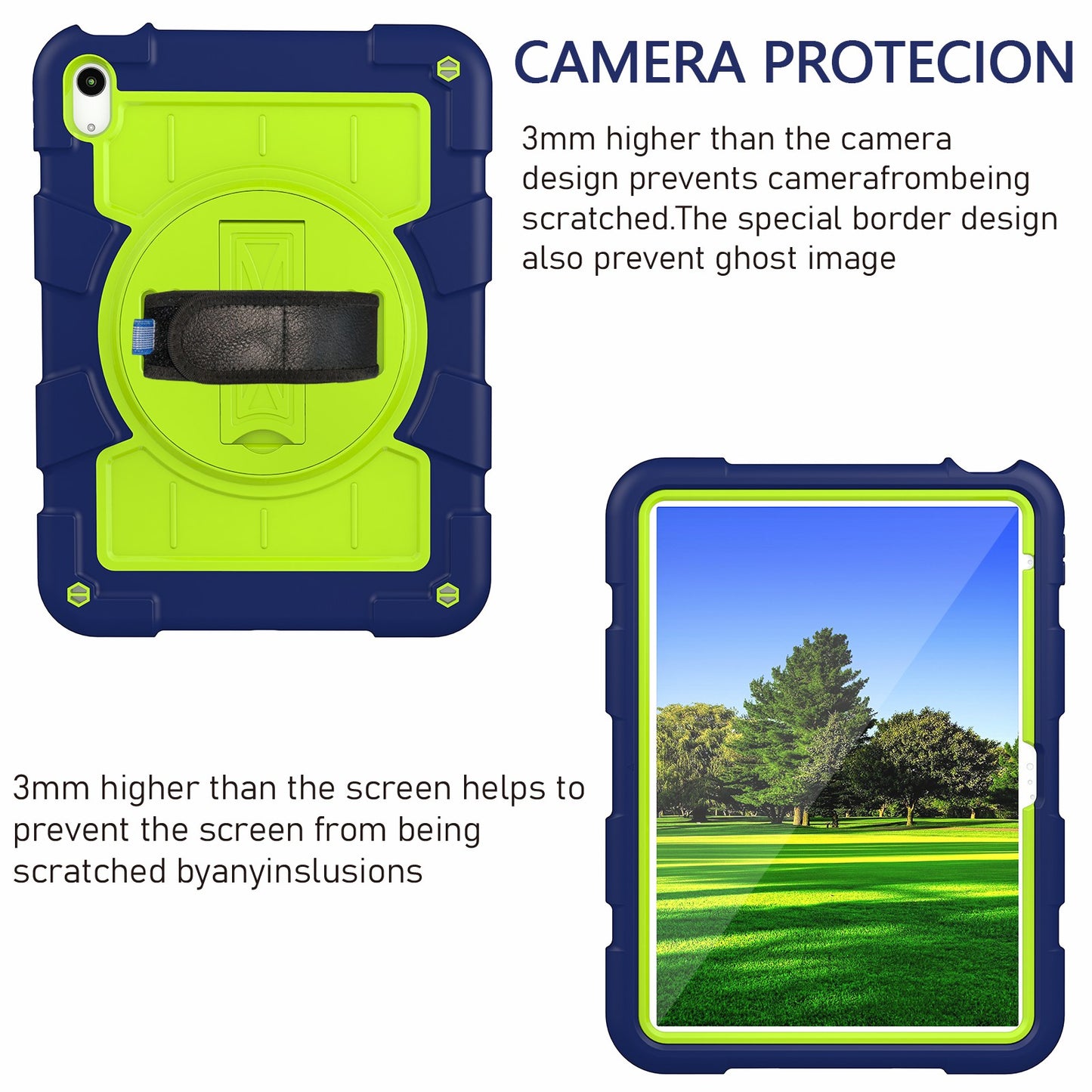 For iPad 10.9 (2022) TPU+PC Tablet Case Rotating Hand Strap Kickstand Cover with Shoulder Strap
