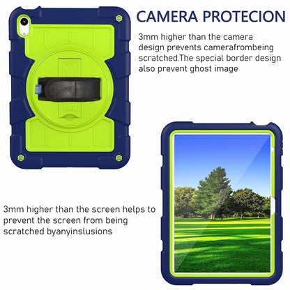 For iPad 10.9 (2022) TPU+PC Tablet Case Rotating Hand Strap Kickstand Cover with Shoulder Strap