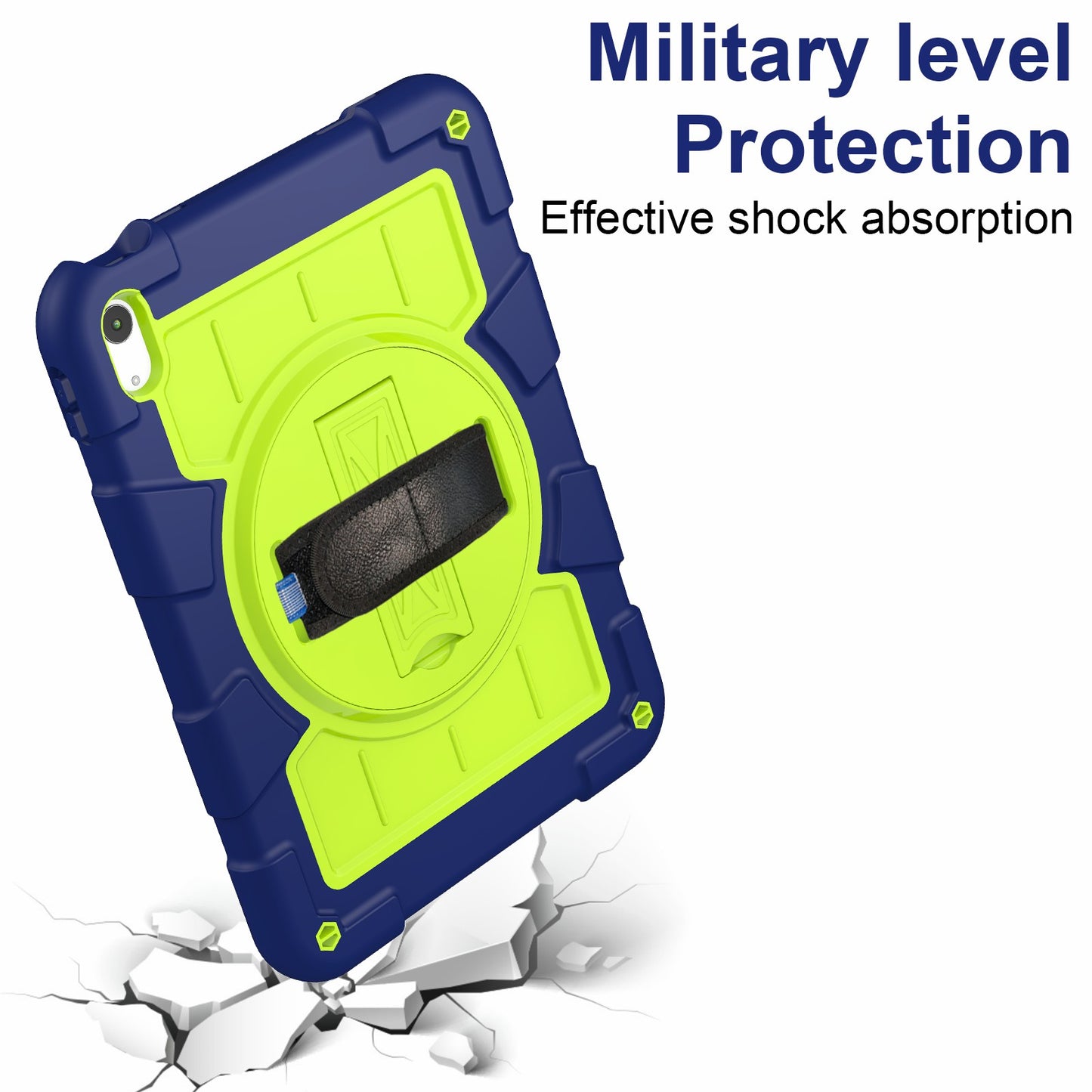 For iPad 10.9 (2022) TPU+PC Tablet Case Rotating Hand Strap Kickstand Cover with Shoulder Strap