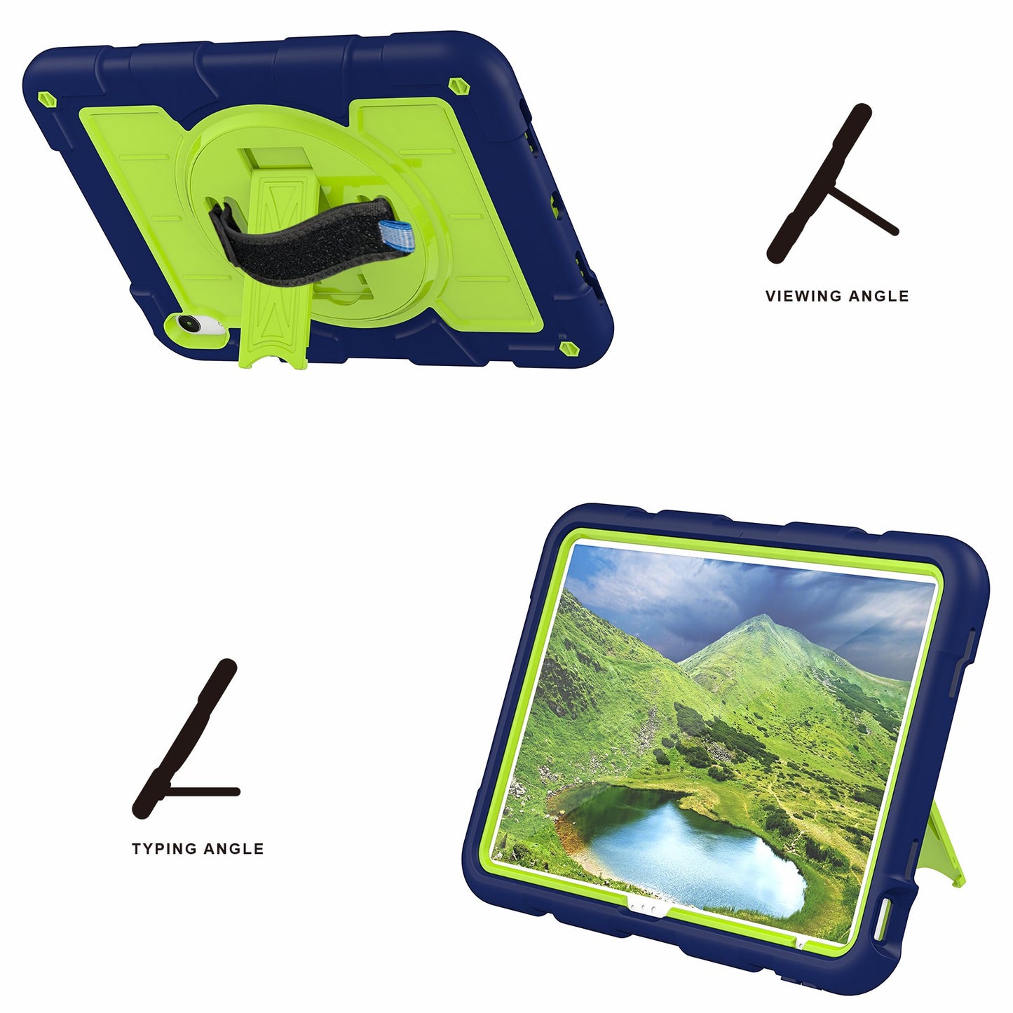 For iPad 10.9 (2022) TPU+PC Tablet Case Rotating Hand Strap Kickstand Cover with Shoulder Strap