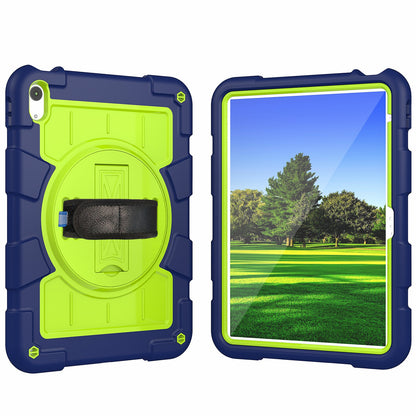 For iPad 10.9 (2022) TPU+PC Tablet Case Rotating Hand Strap Kickstand Cover with Shoulder Strap