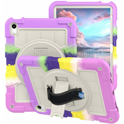 For iPad 10.9 (2022) TPU+PC Tablet Case Rotating Hand Strap Kickstand Cover with Shoulder Strap