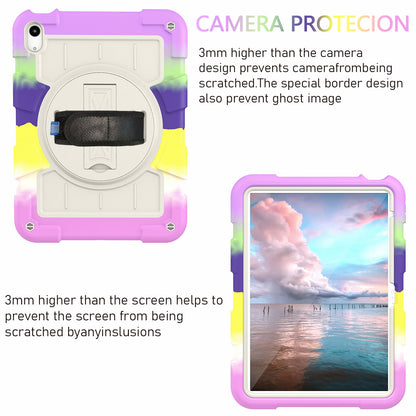For iPad 10.9 (2022) TPU+PC Tablet Case Rotating Hand Strap Kickstand Cover with Shoulder Strap