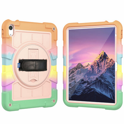 For iPad 10.9 (2022) TPU+PC Tablet Case Rotating Hand Strap Kickstand Cover with Shoulder Strap