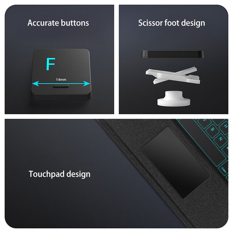 For Huawei MatePad Air 11.5 inch (2023) PU Leather Tablet Case Stand Cover with Removable Wireless Backlit Keyboard