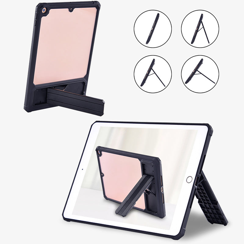 For iPad 10.2 (2021) / (2019) / (2020) TPU+PC Tablet Case Air Cushion Protective Kickstand Cover with Pencil Holder